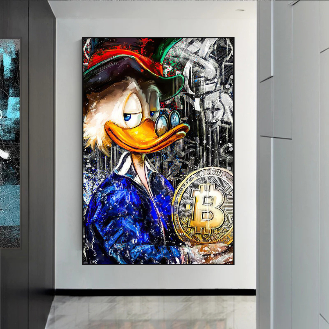 Dagobert Duck Bitcoin Millionaire Leinwand-Wandkunst