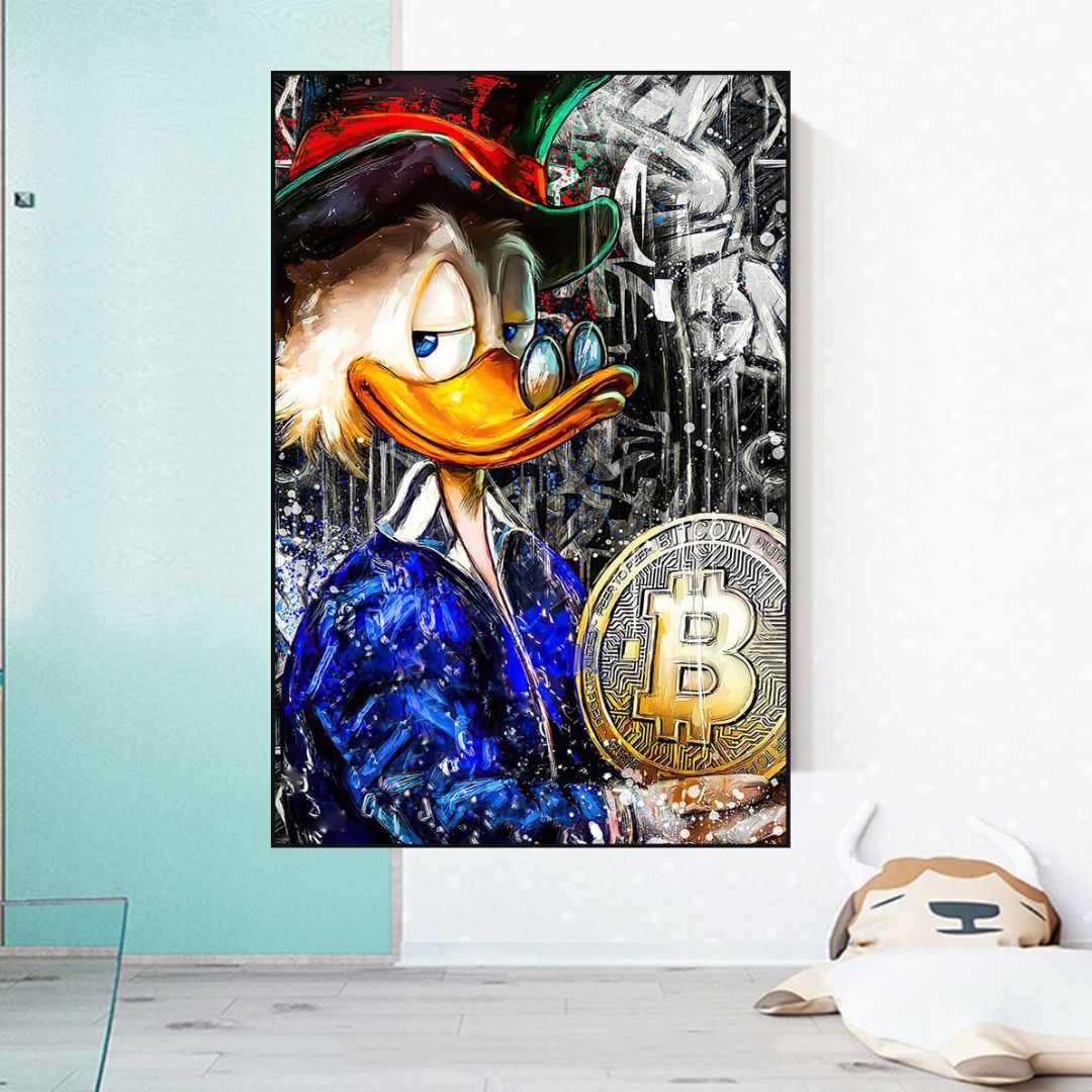 Dagobert Duck Bitcoin Millionaire Leinwand-Wandkunst