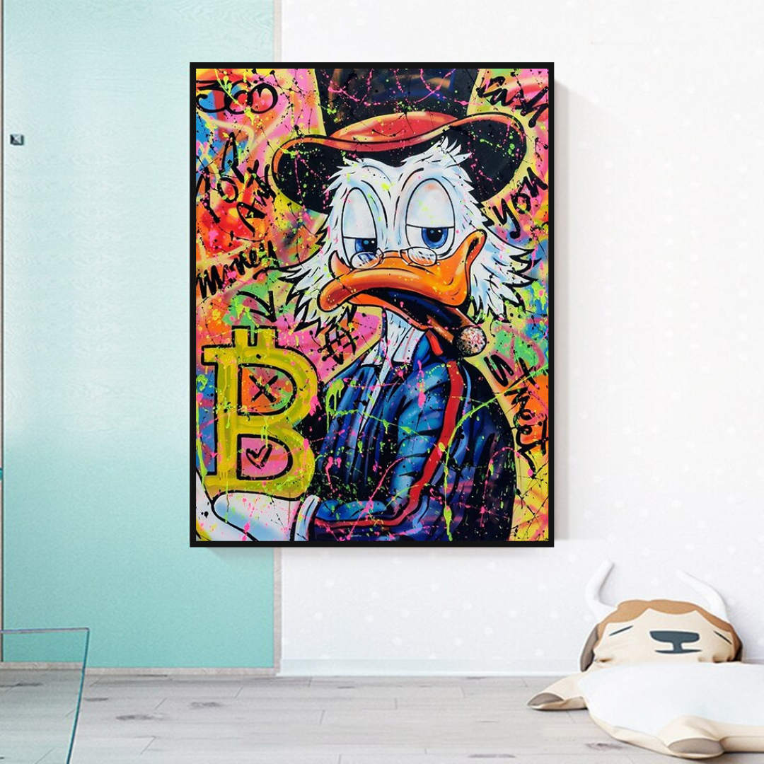 Scrooge McDuck Bitcoin Millionaire Canvas Wall Art