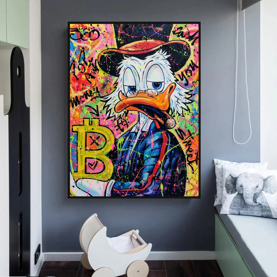 Scrooge McDuck Bitcoin Millionaire Canvas Wall Art