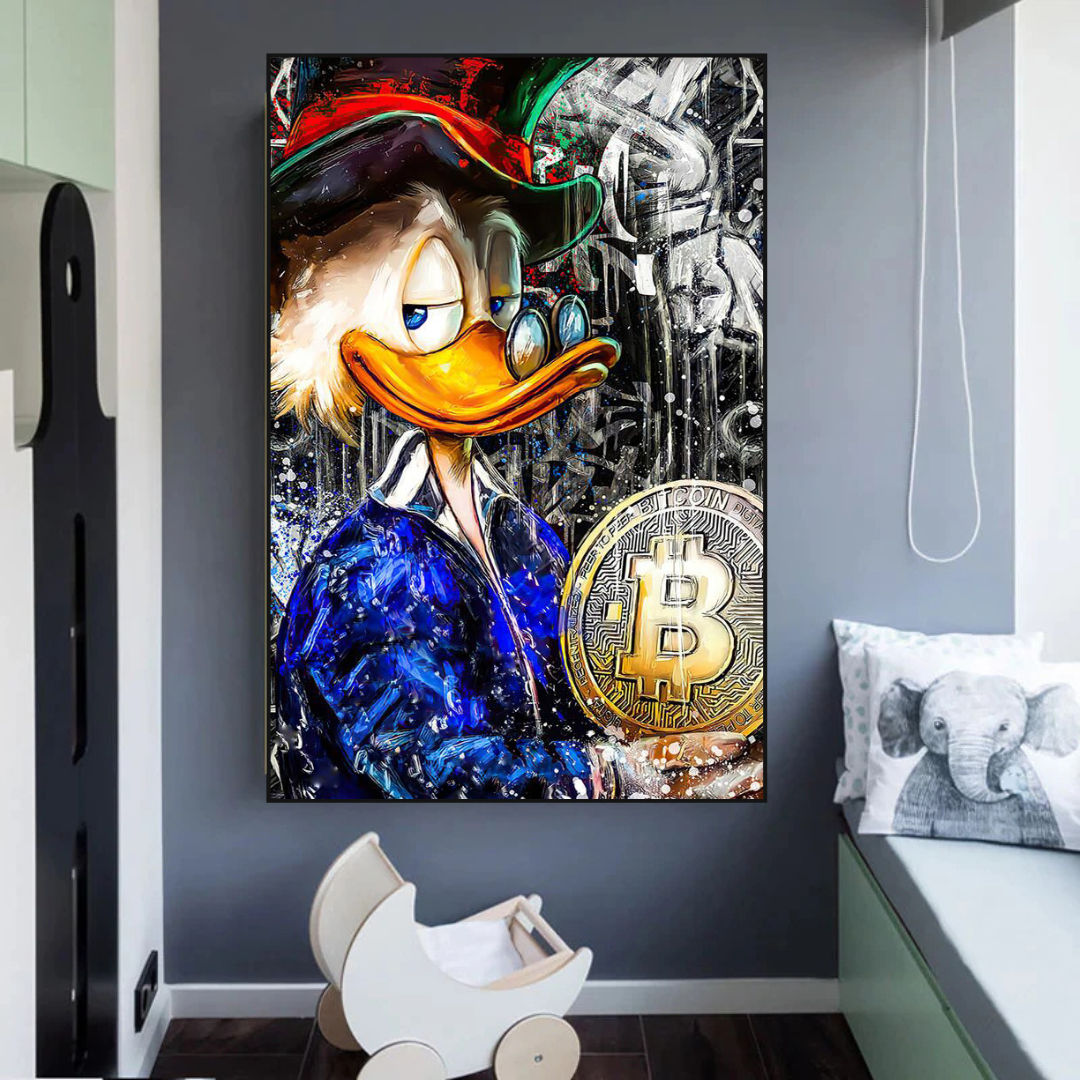 Dagobert Duck Bitcoin Millionaire Leinwand-Wandkunst