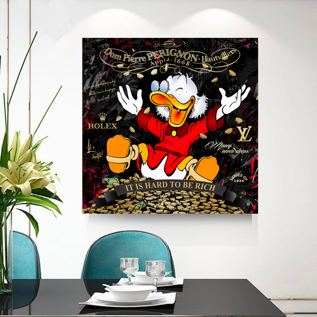 Scrooge McDuck c'est dur d'être riche Art mural sur toile