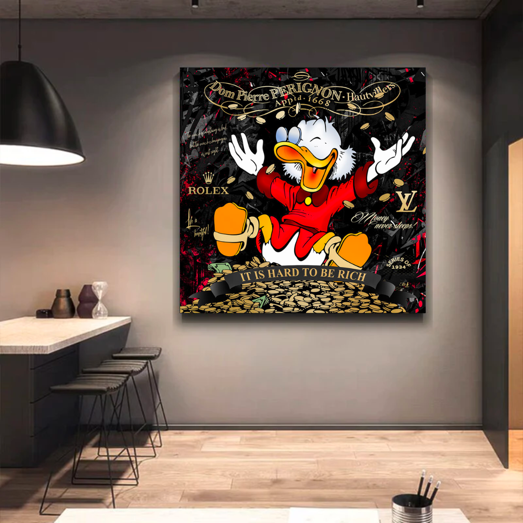 Dagobert Duck, es ist schwer, reich zu sein, Leinwand-Wandkunst