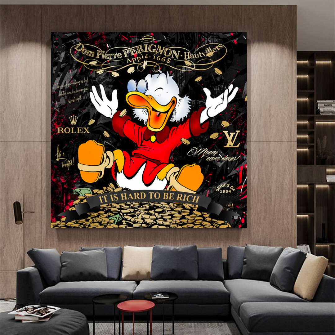 Scrooge McDuck c'est dur d'être riche Art mural sur toile