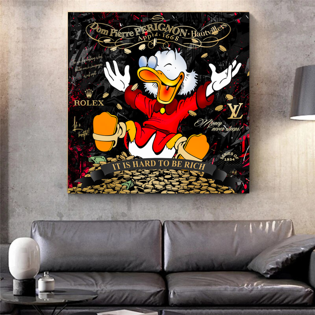 Scrooge McDuck c'est dur d'être riche Art mural sur toile