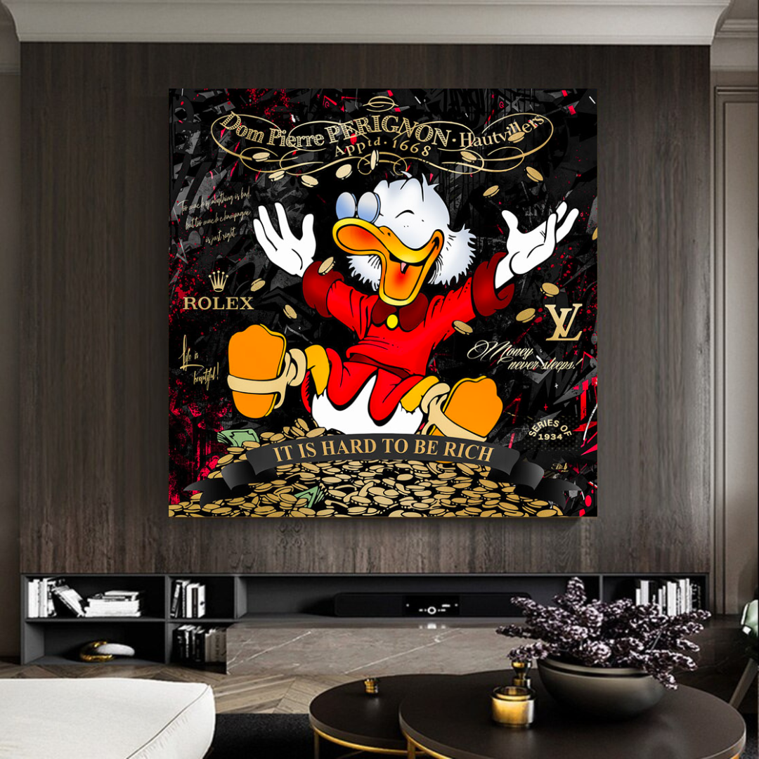 Scrooge McDuck c'est dur d'être riche Art mural sur toile