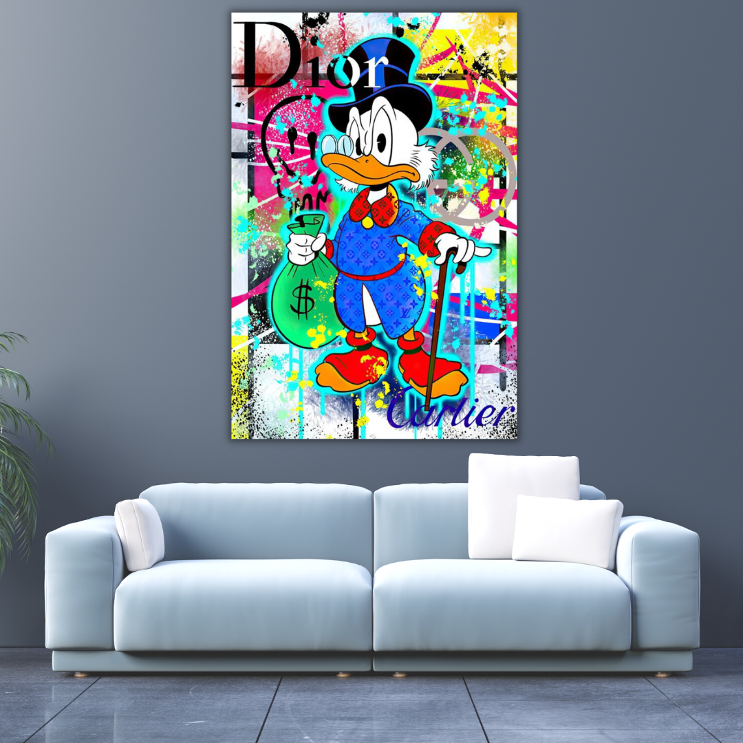 Scrooge McDuck Money Bags Canvas Wall Art