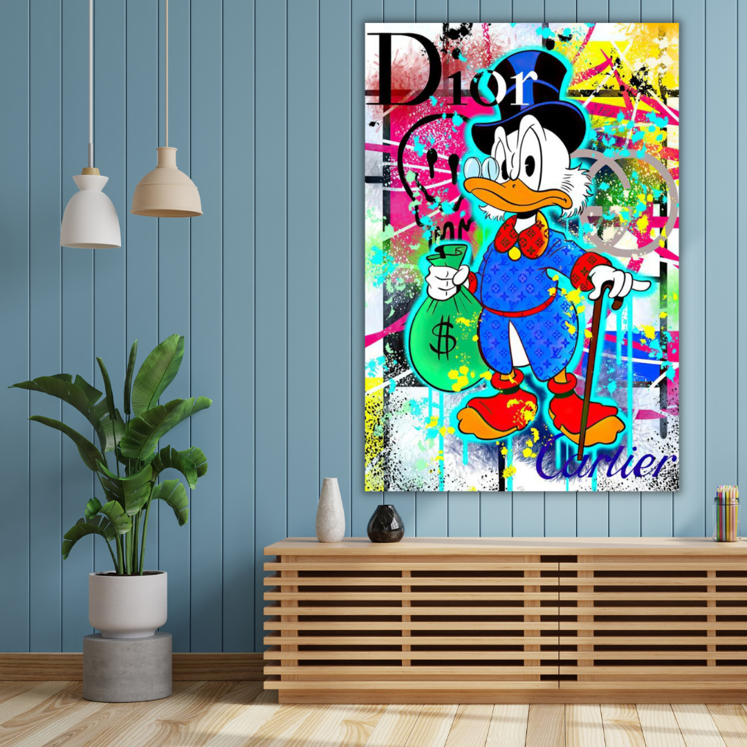 Scrooge McDuck Money Bags Canvas Wall Art