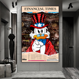 Scrooge McDuck Newspaper Canvas Wall Art