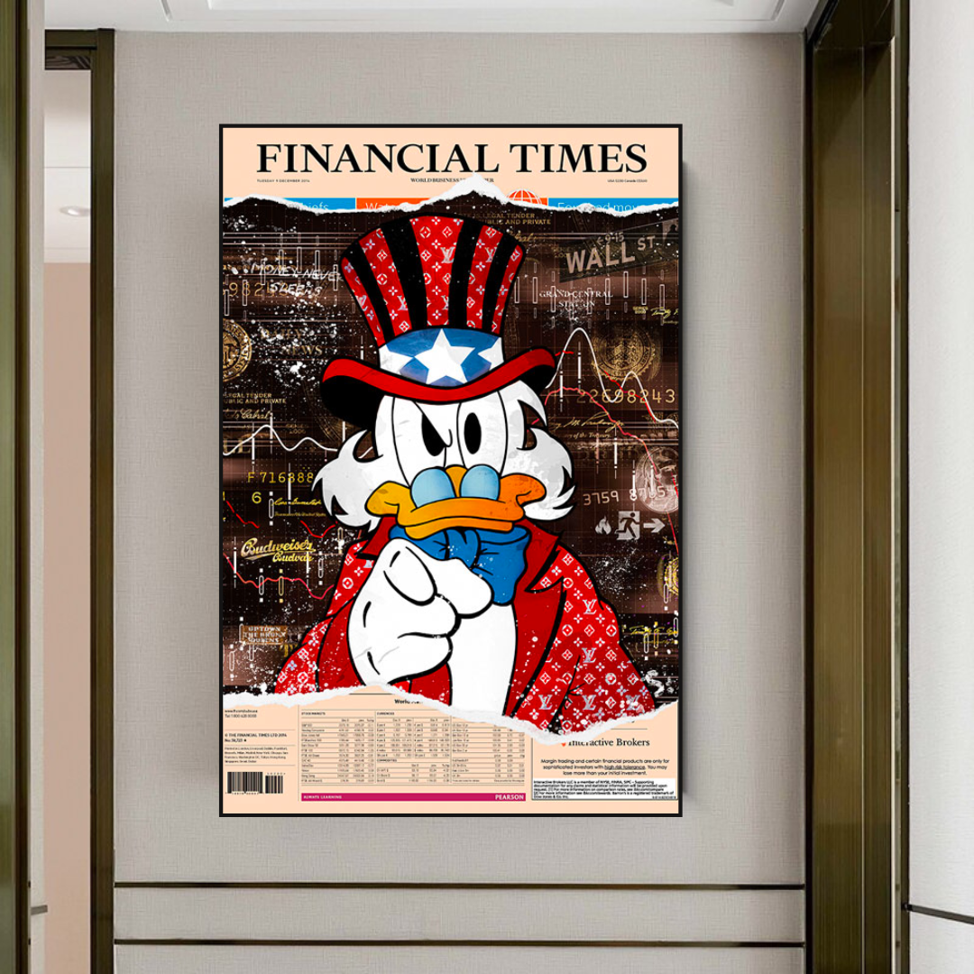 Scrooge McDuck Newspaper Canvas Wall Art