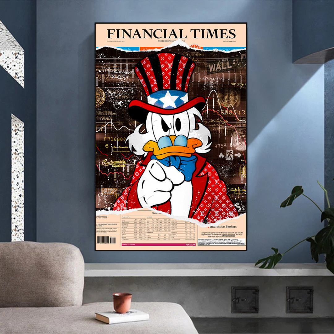 Scrooge McDuck Newspaper Canvas Wall Art