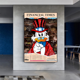 Scrooge McDuck Newspaper Canvas Wall Art