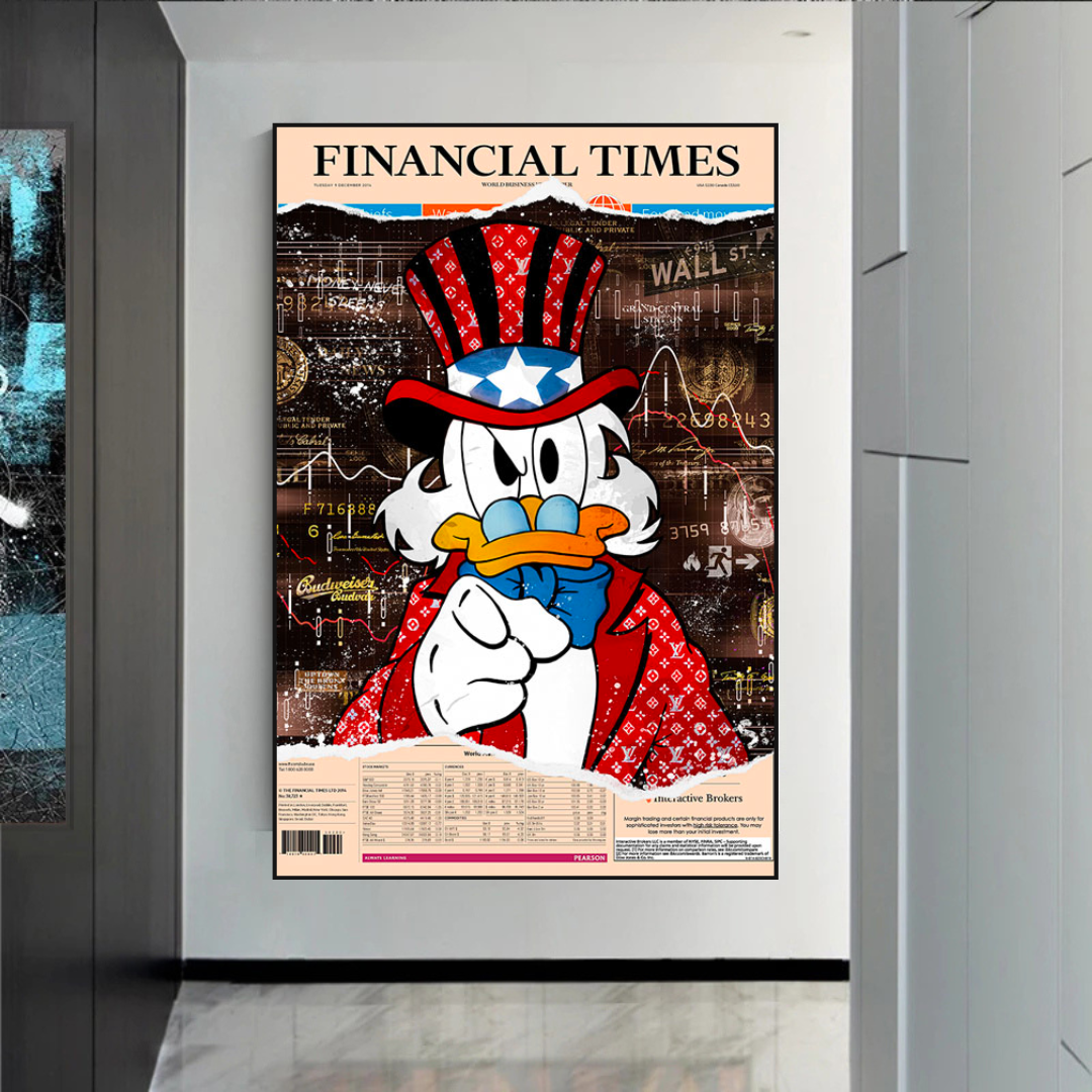 Scrooge McDuck Newspaper Canvas Wall Art