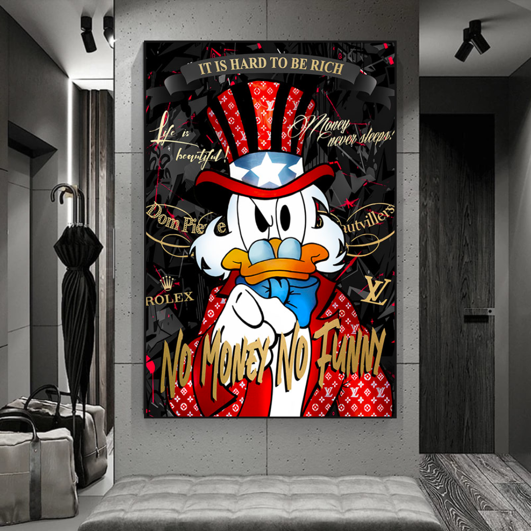 Scrooge McDuck No Money No Honey Leinwand-Wandkunst