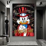 Scrooge McDuck No Money No Honey Art mural sur toile