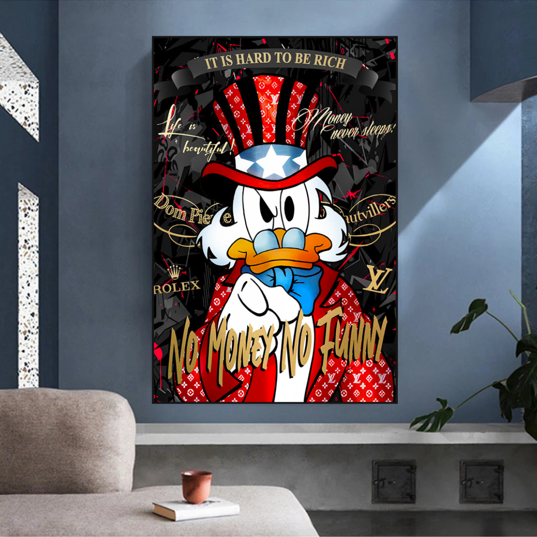 Scrooge McDuck No Money No Honey Leinwand-Wandkunst