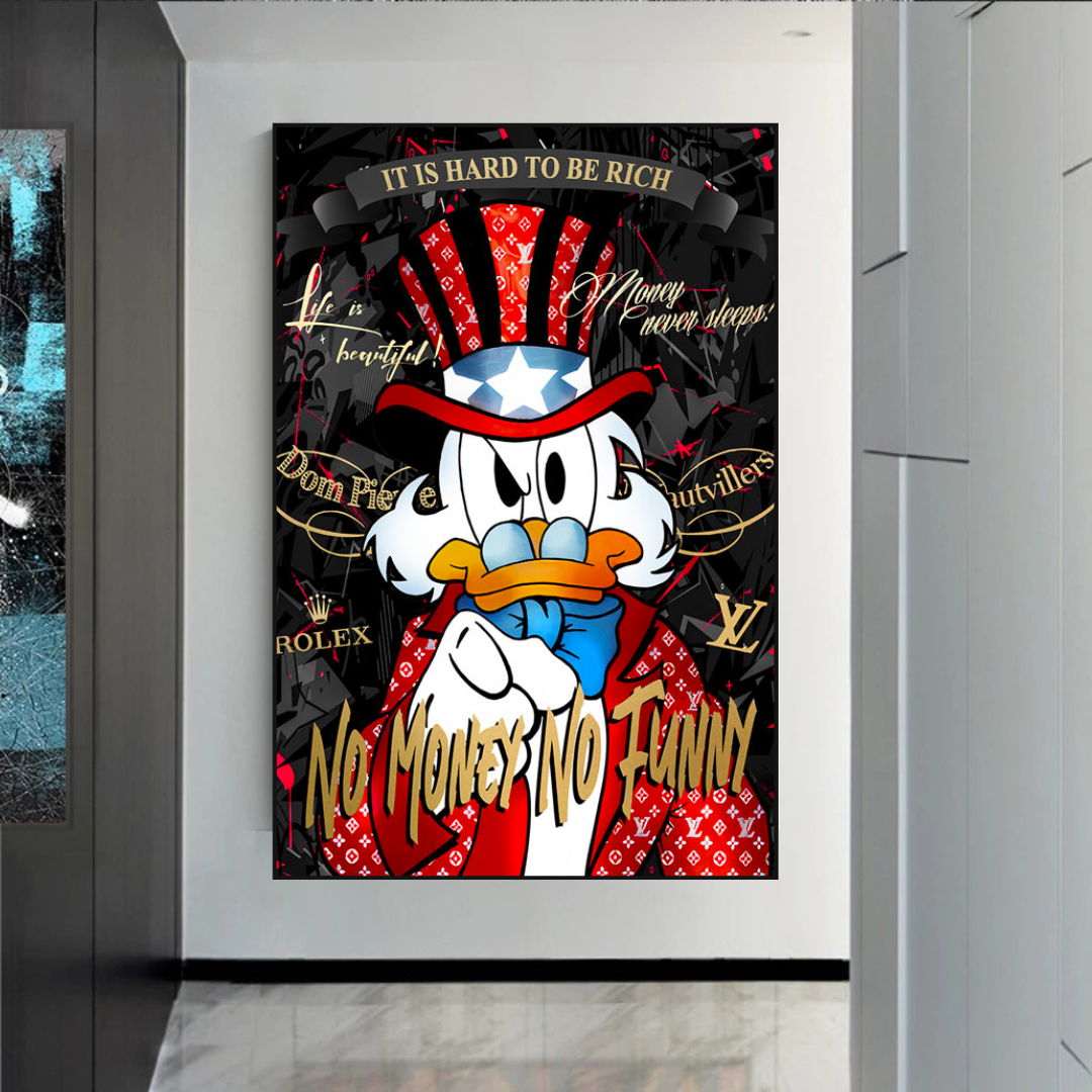 Scrooge McDuck No Money No Honey Leinwand-Wandkunst