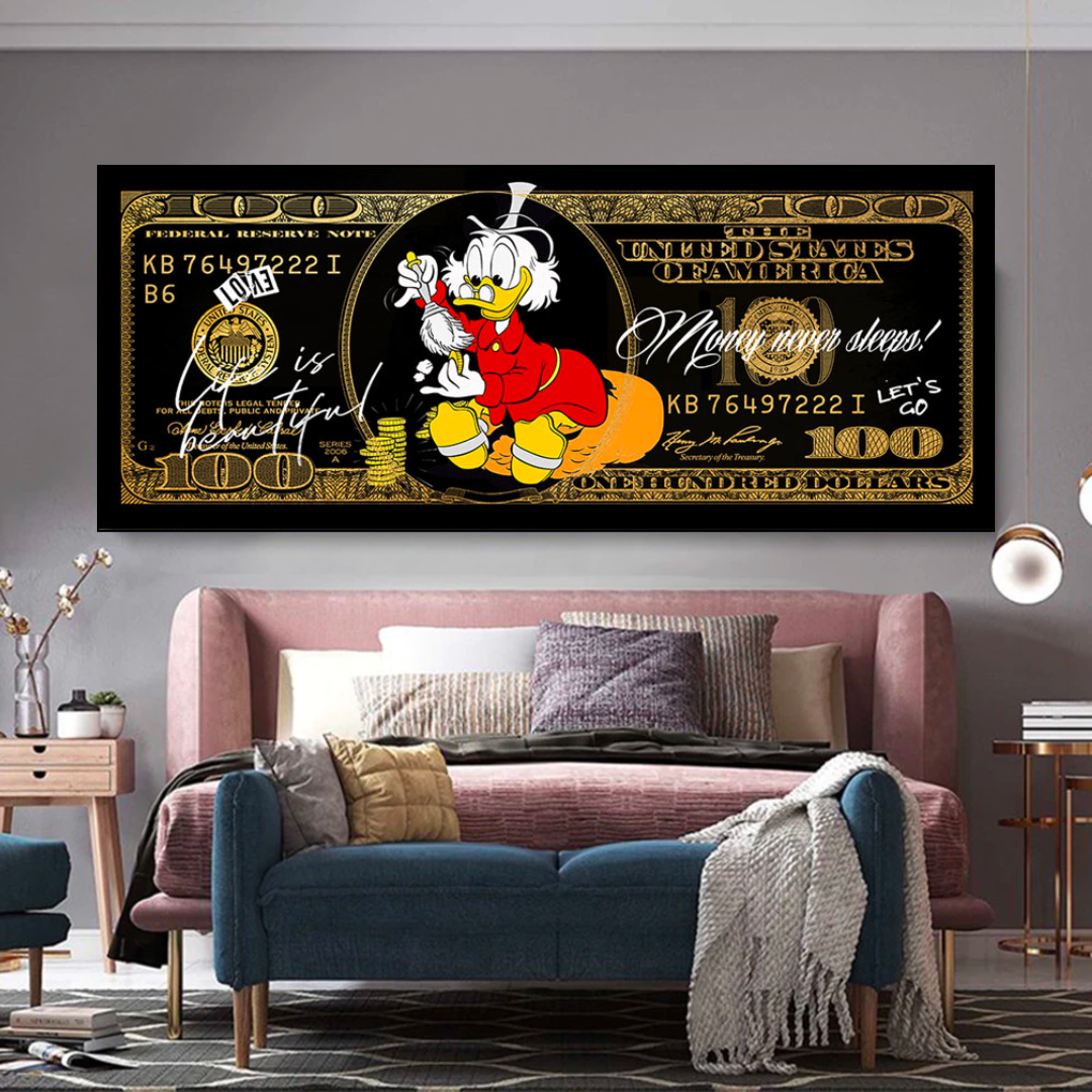 Scrooge McDuck One Million Dollar Canvas Wall Art