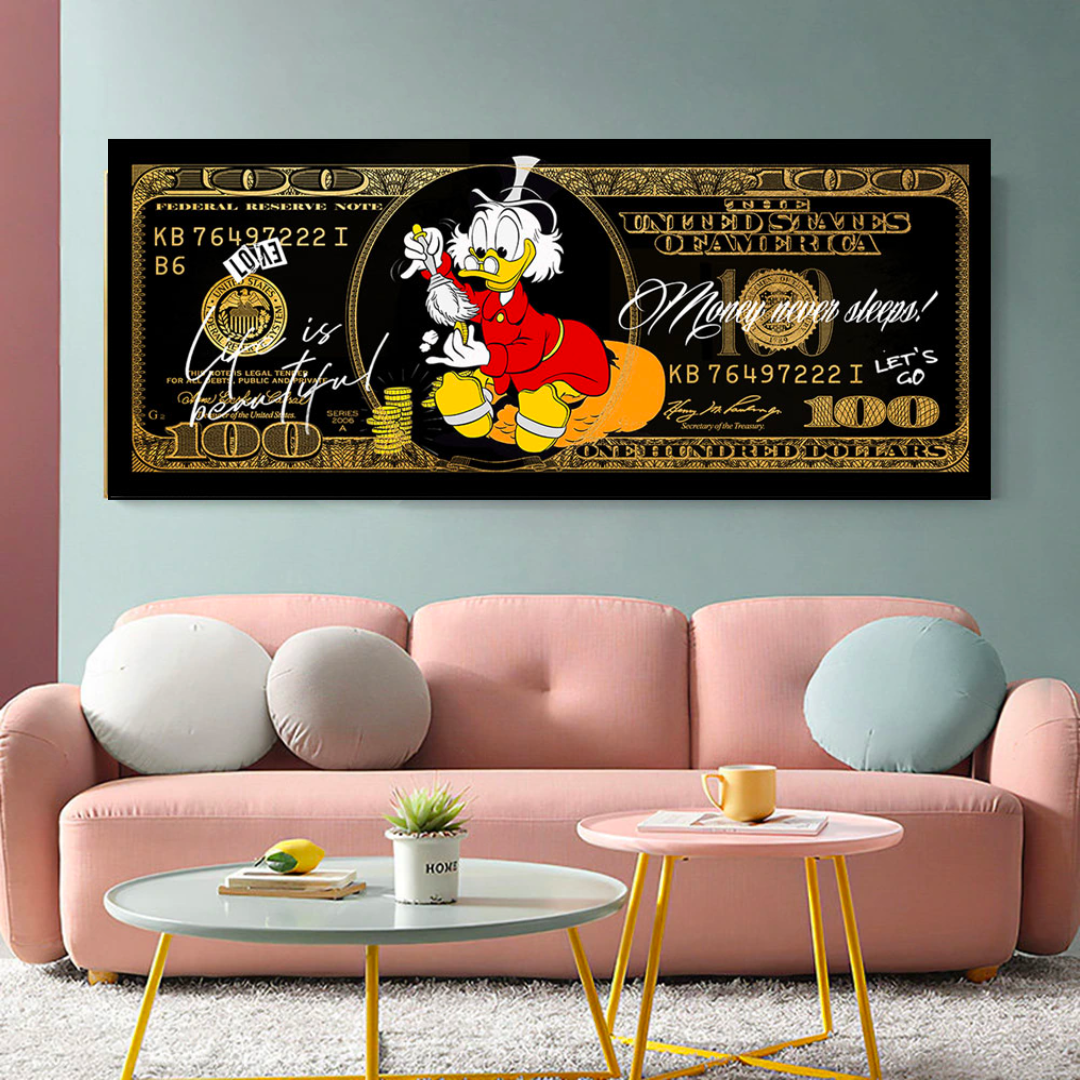 Scrooge McDuck One Million Dollar Canvas Wall Art