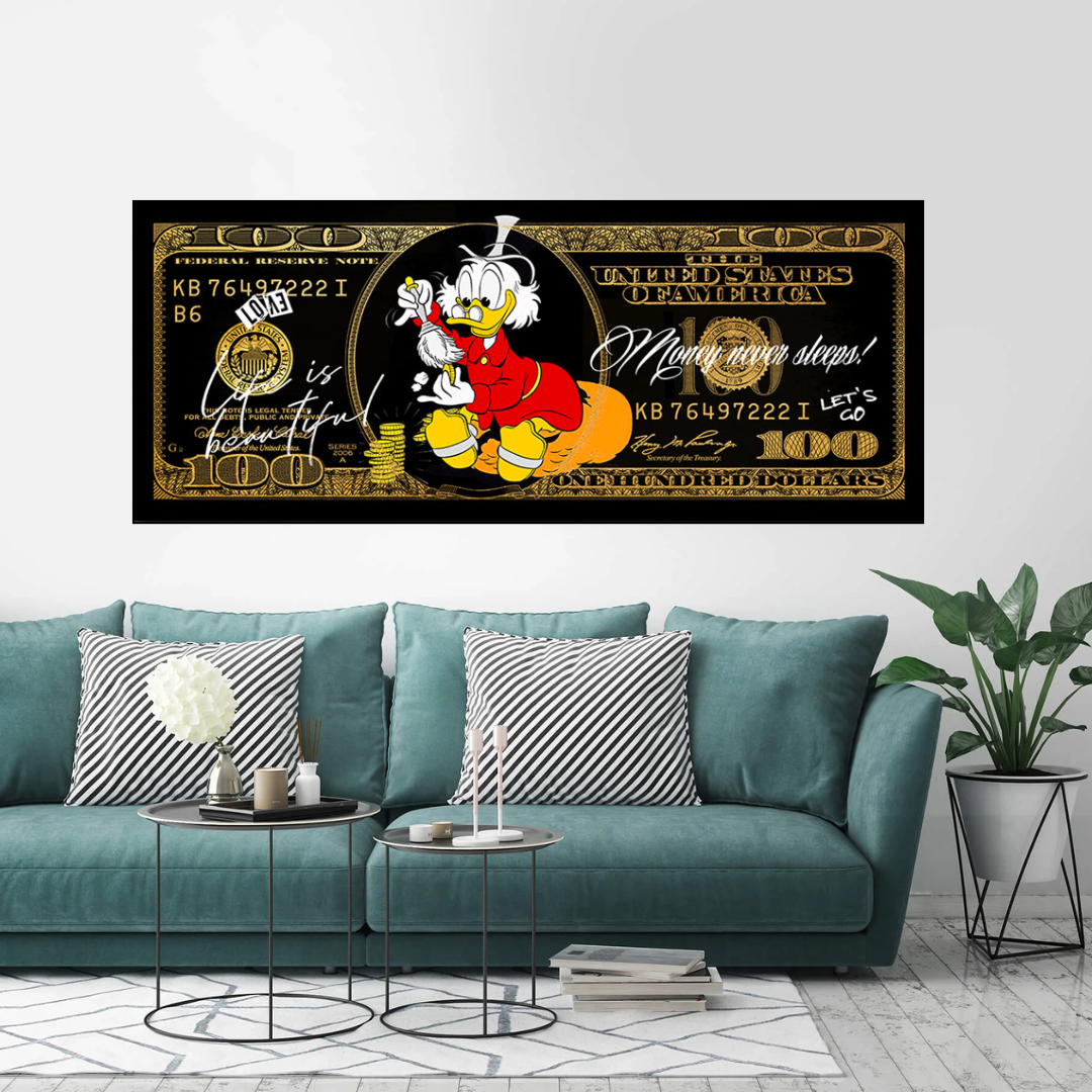 Scrooge McDuck One Million Dollar Canvas Wall Art