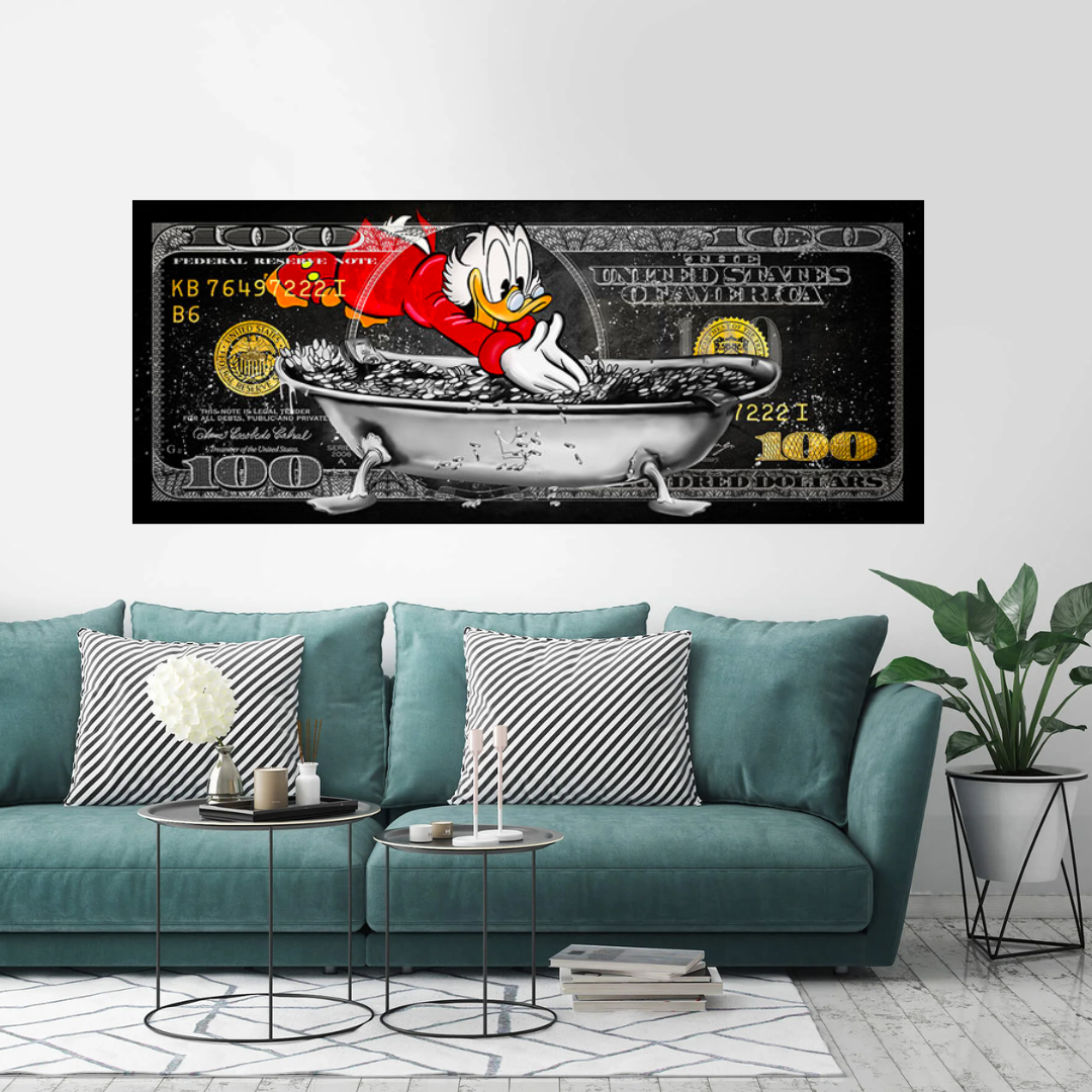 Scrooge McDuck One Million Dollar Canvas Wall Art