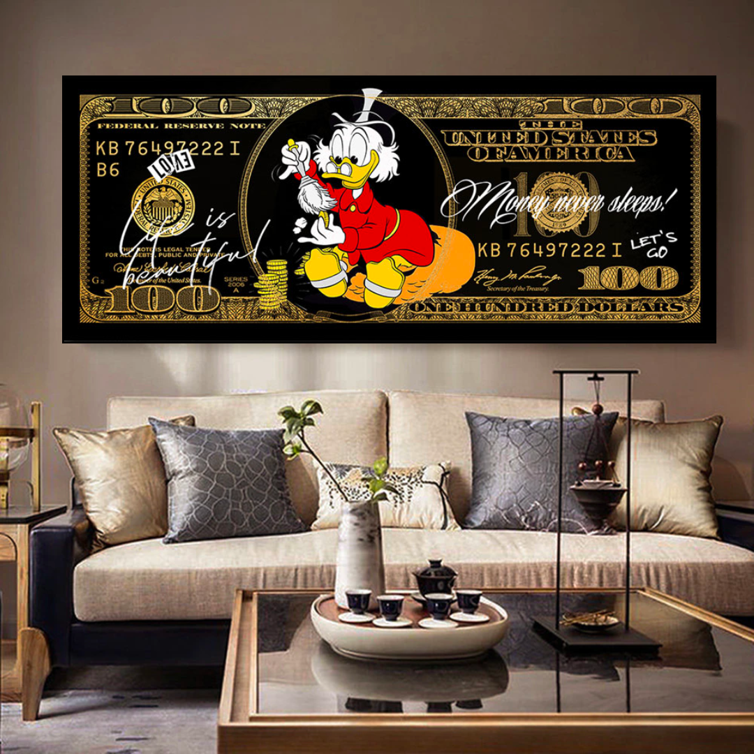 Scrooge McDuck One Million Dollar Canvas Wall Art