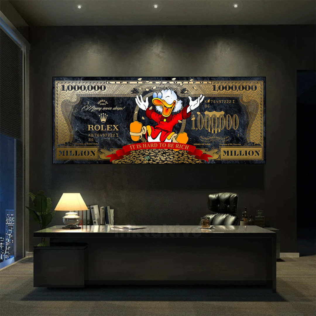 Scrooge McDuck One Million Dollar Canvas Wall Art