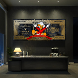 Scrooge McDuck One Million Dollar Canvas Wall Art