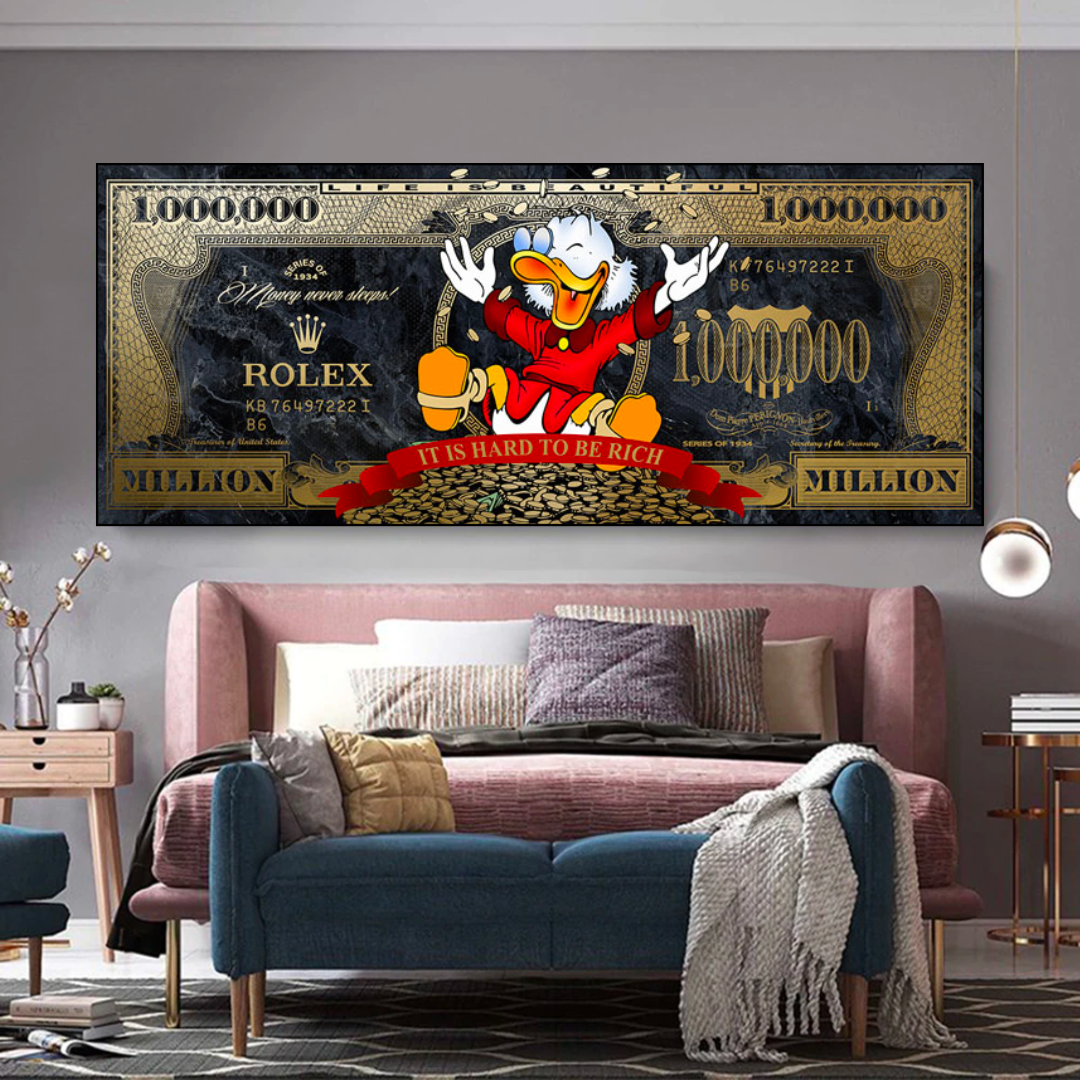 Scrooge McDuck One Million Dollar Canvas Wall Art