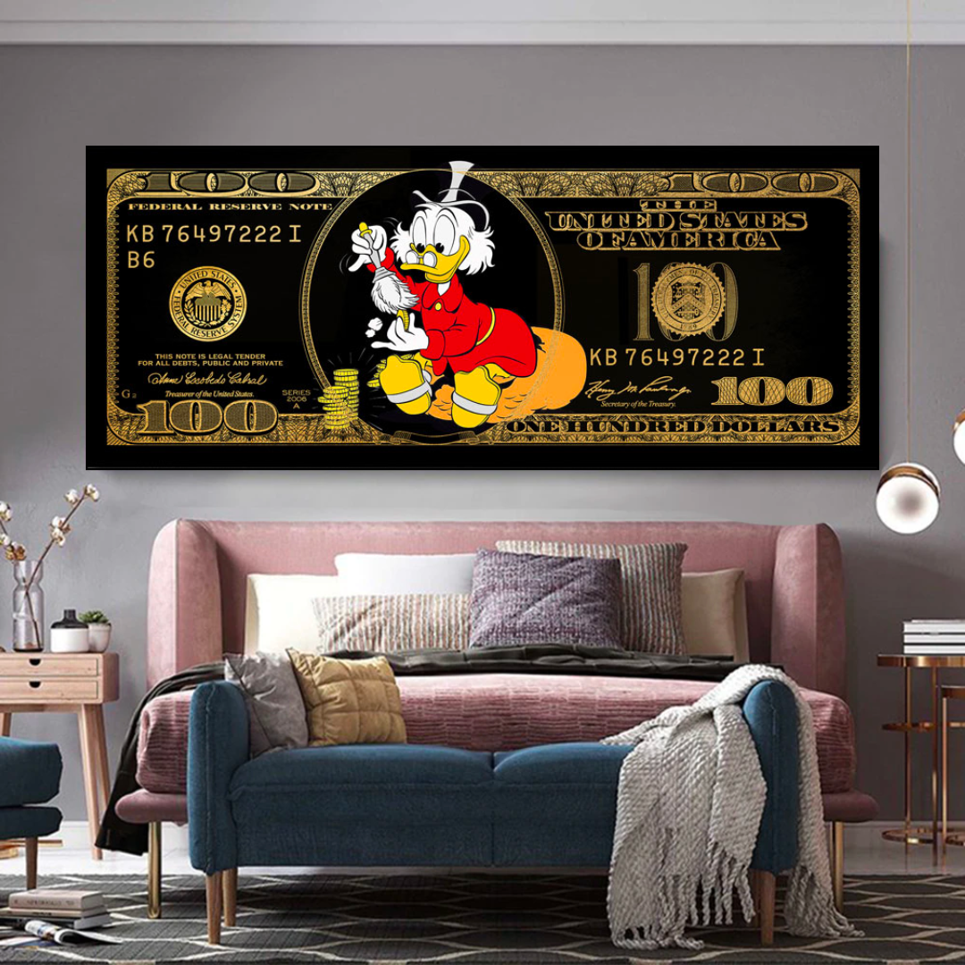 Scrooge McDuck One Million Dollar Canvas Wall Art