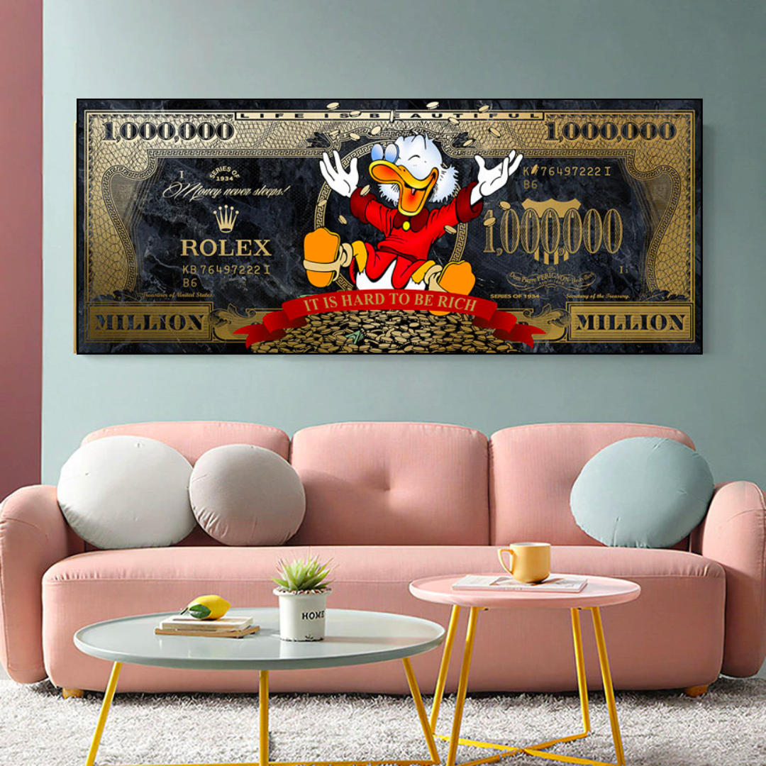 Scrooge McDuck One Million Dollar Canvas Wall Art