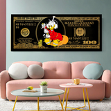 Scrooge McDuck One Million Dollar Canvas Wall Art