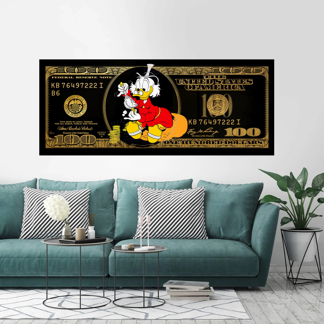 Scrooge McDuck One Million Dollar Canvas Wall Art