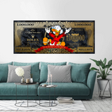 Scrooge McDuck One Million Dollar Canvas Wall Art