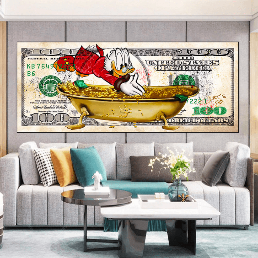 Scrooge McDuck One Million Dollar Canvas Wall Art