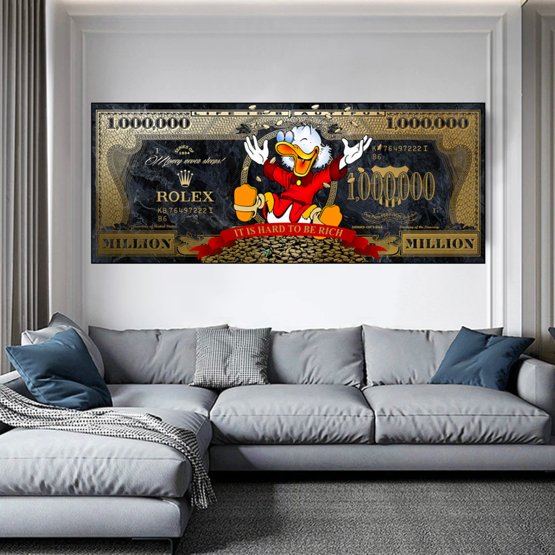 Scrooge McDuck One Million Dollar Canvas Wall Art