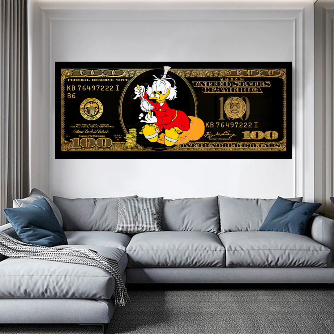 Scrooge McDuck One Million Dollar Canvas Wall Art