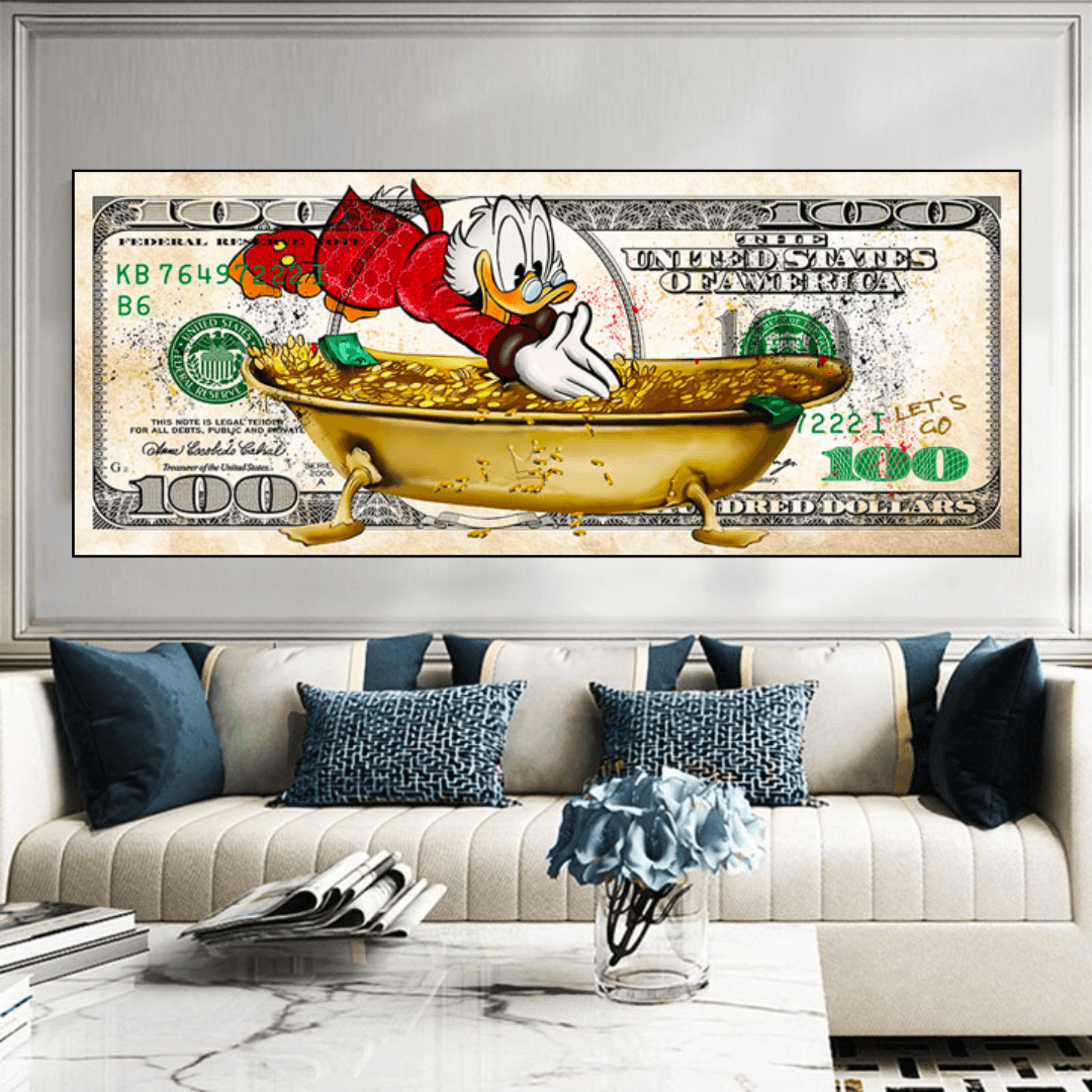 Scrooge McDuck One Million Dollar Canvas Wall Art