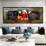 Scrooge McDuck One Million Dollar Canvas Wall Art