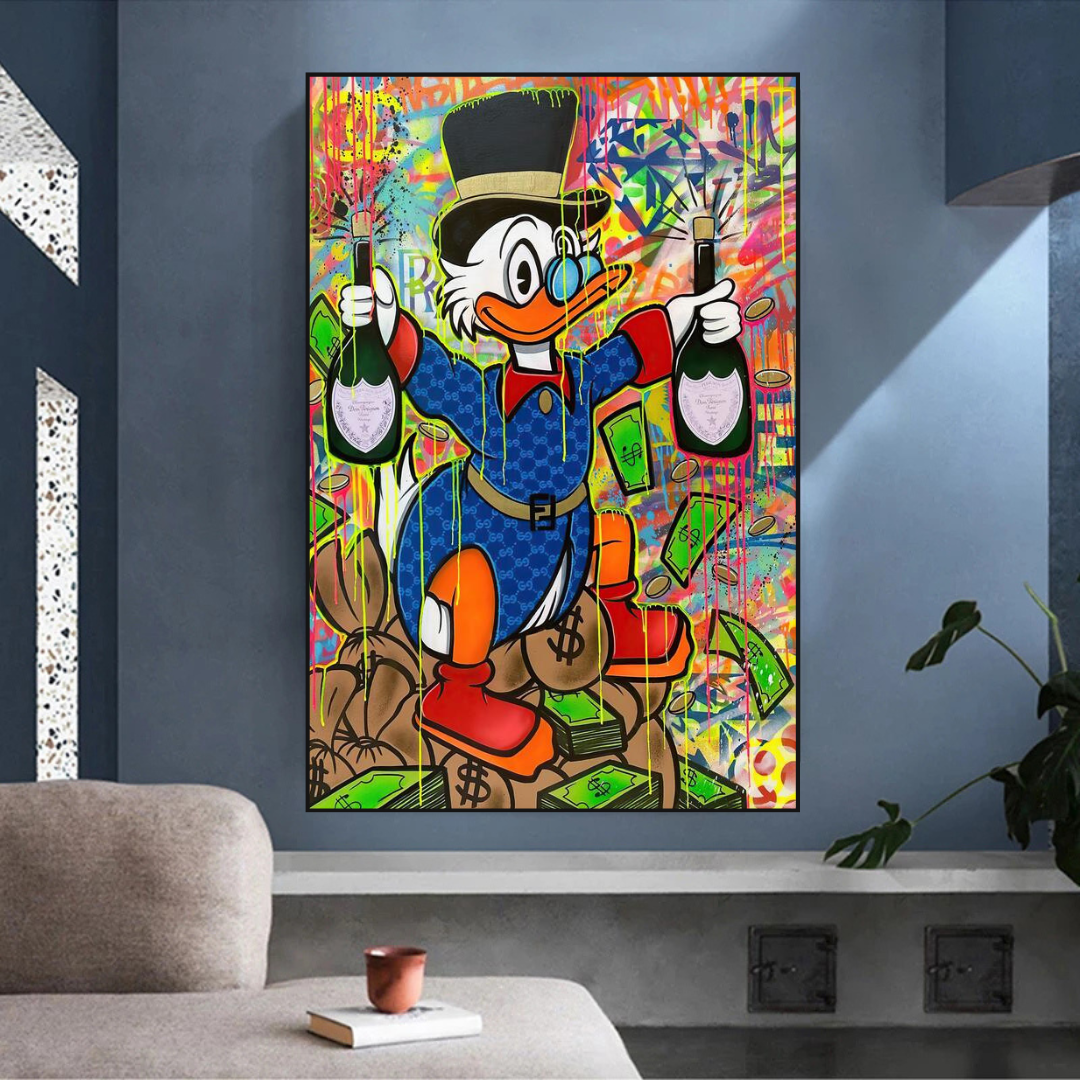 Scrooge McDuck's Champaign Celebration Canvas Wall Art