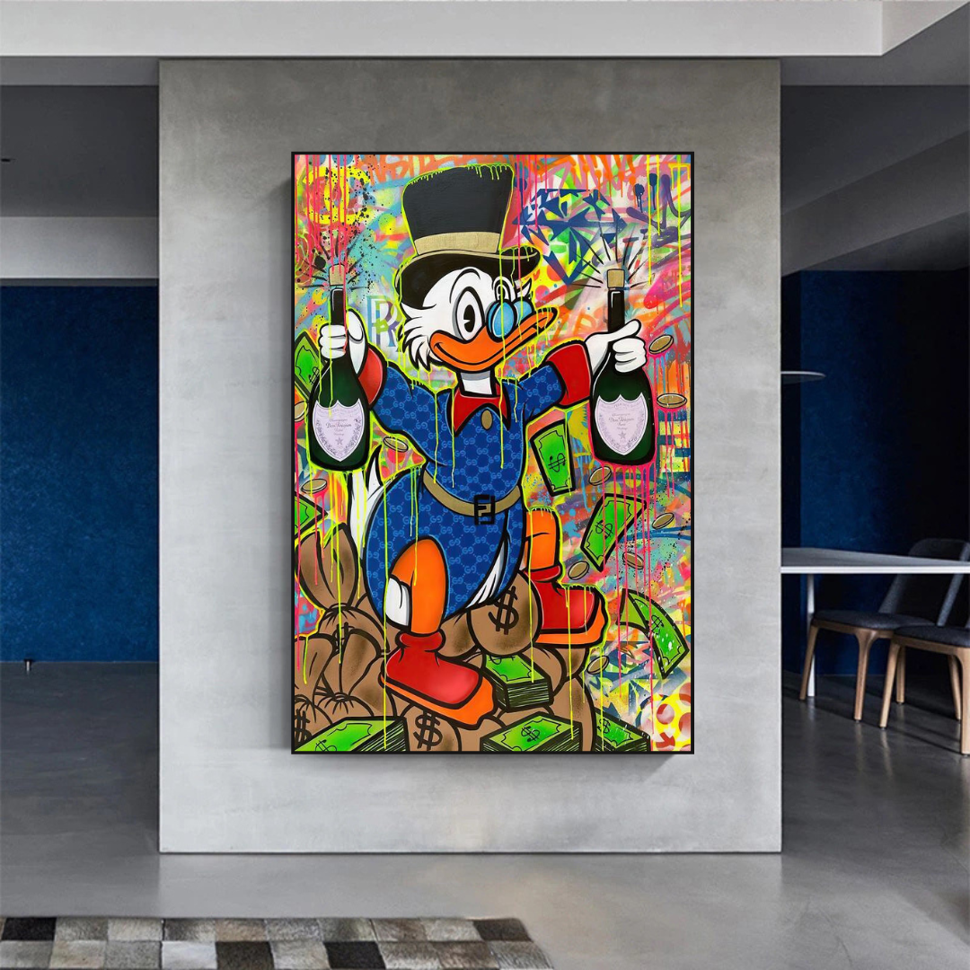 Scrooge McDuck's Champaign Celebration Art mural sur toile