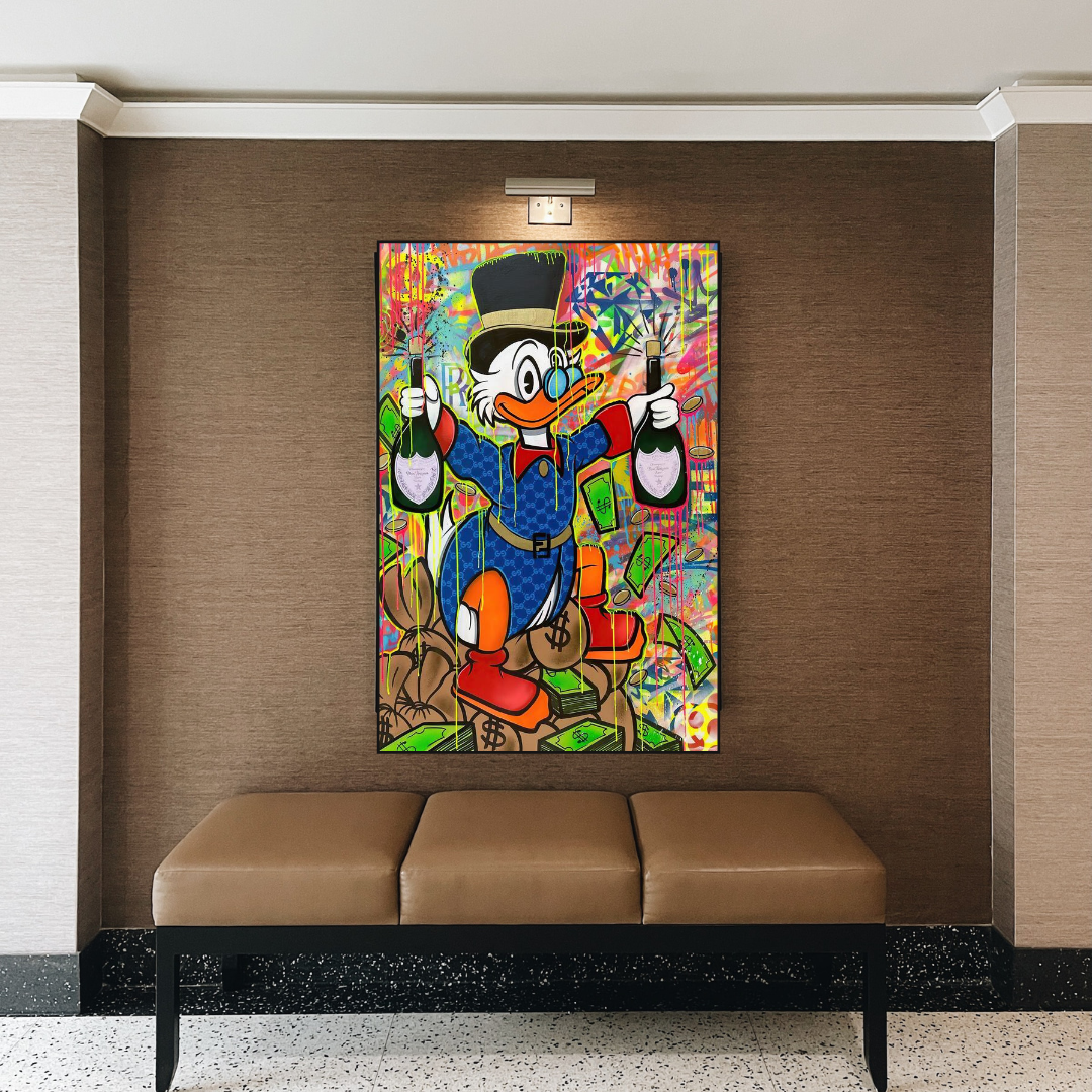 Scrooge McDuck's Champaign Celebration Art mural sur toile