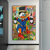 Scrooge McDuck's Champaign Celebration Canvas Wall Art