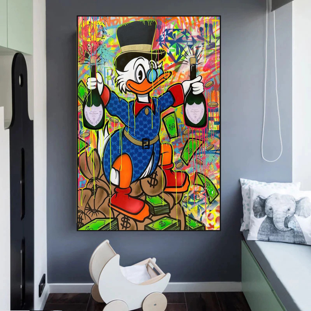 Scrooge McDuck's Champaign Celebration Art mural sur toile