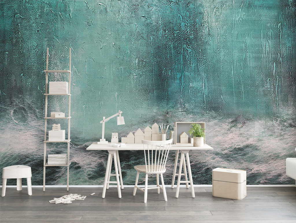 Sea Green Abstract Art Wallpaper Murals