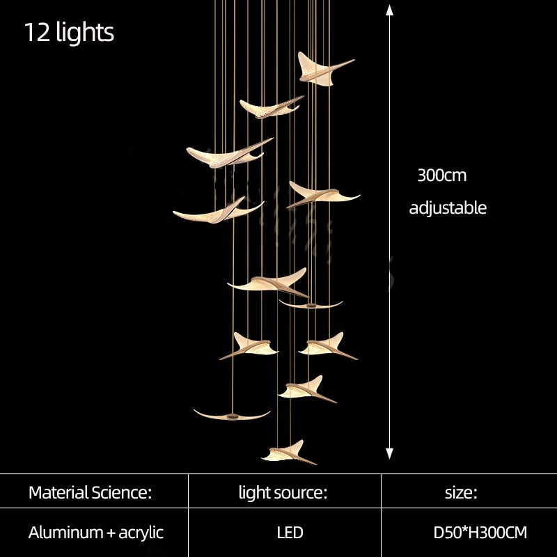 Lustre d'escalier suspendu Seagull - Éclairage LED