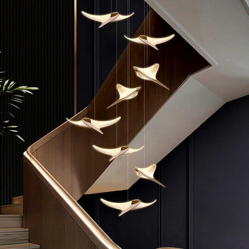 Seagull Hanging Light Staircase Chandelier – LED Lighting