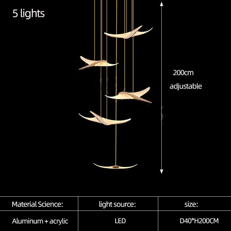 Lustre d'escalier suspendu Seagull - Éclairage LED