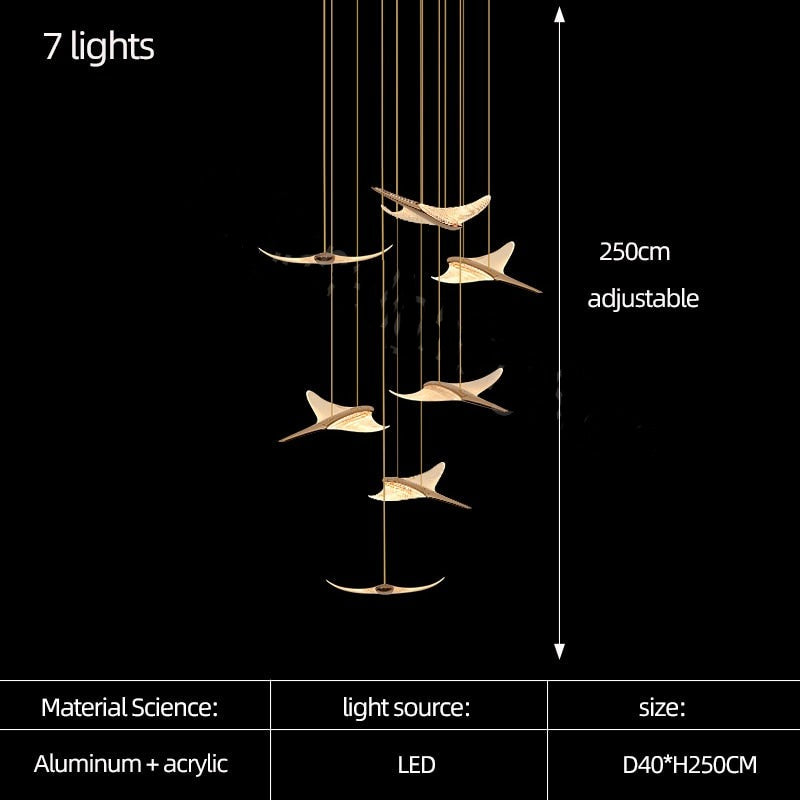 Lustre d'escalier suspendu Seagull - Éclairage LED