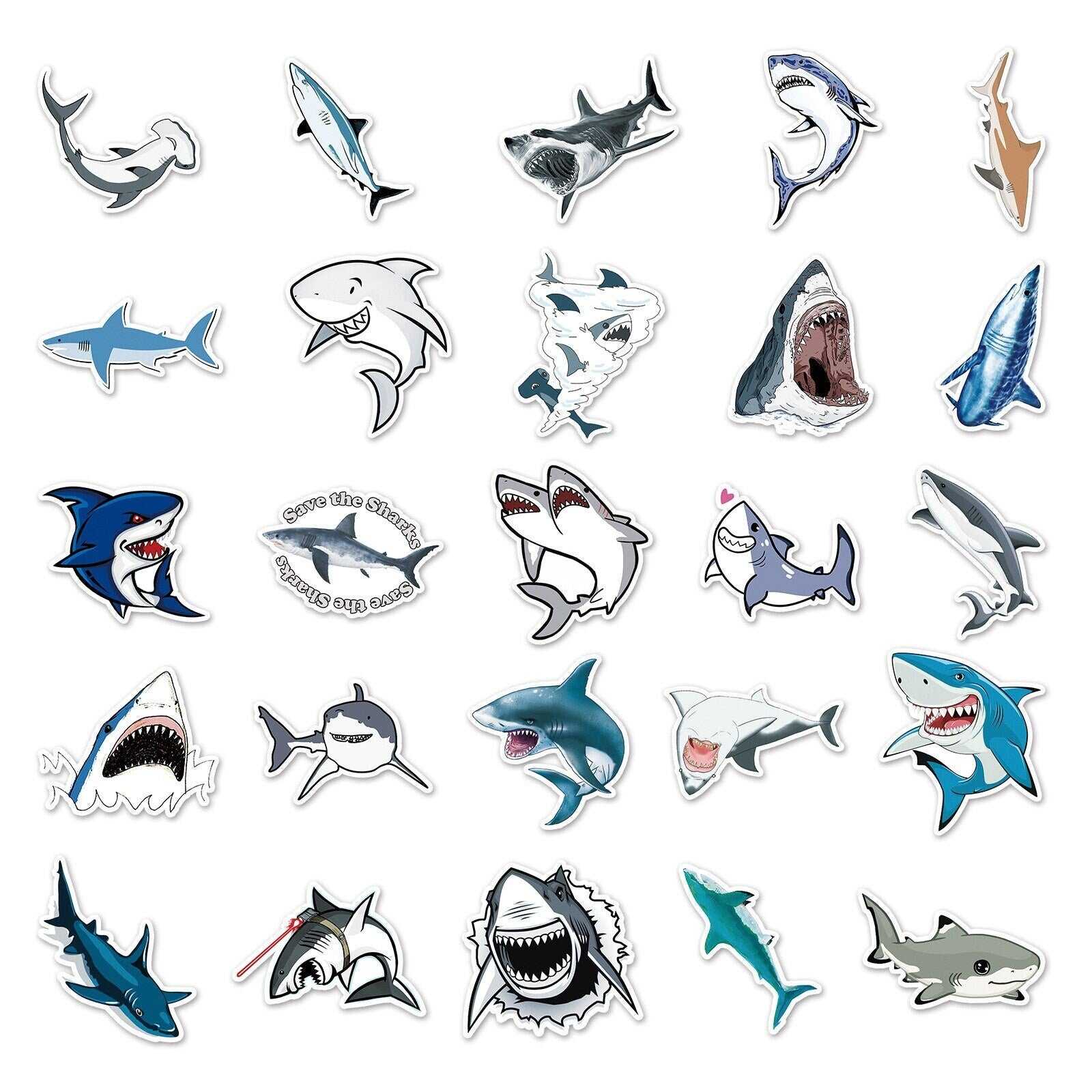 Shark Animal Stickers Pack | Famous Bundle Stickers | Waterproof Bundle Stickers